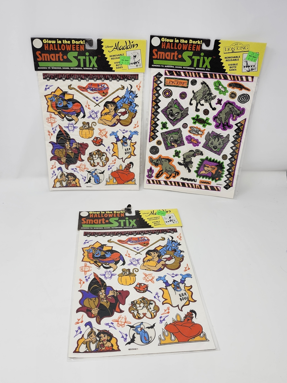 90s Disney Halloween Stickers Aladdin & Lion King Smart Stix Glow in the Dark